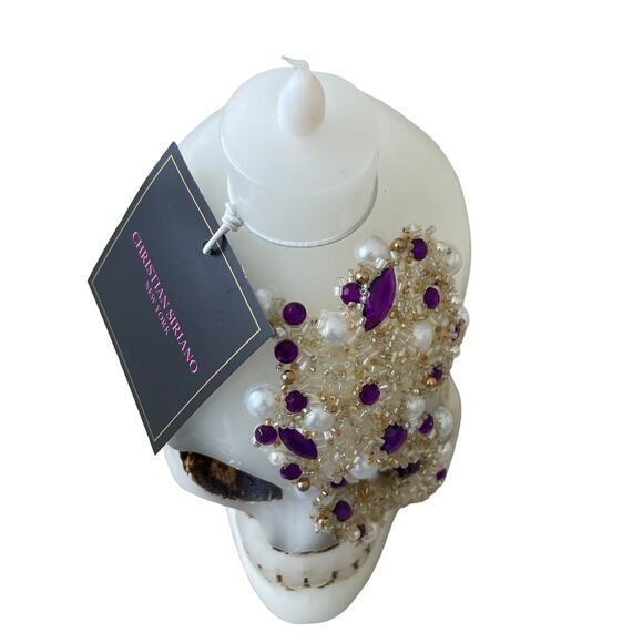 Christian Siriano Jeweled Skull LED Wax Candle Spooky Halloween Glam Decor New - Picture 7 of 14